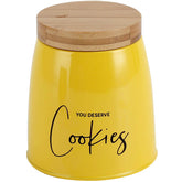 Lata Cookies Porta Condimentos 1,12L Pote para Biscoitos em Aço e Bambu Sunshine Mostarda Yoi